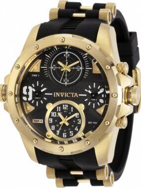 $349 Invicta Coalition Force Sniper Men 50mm 4Time Zones Gold Military Watch NWT
